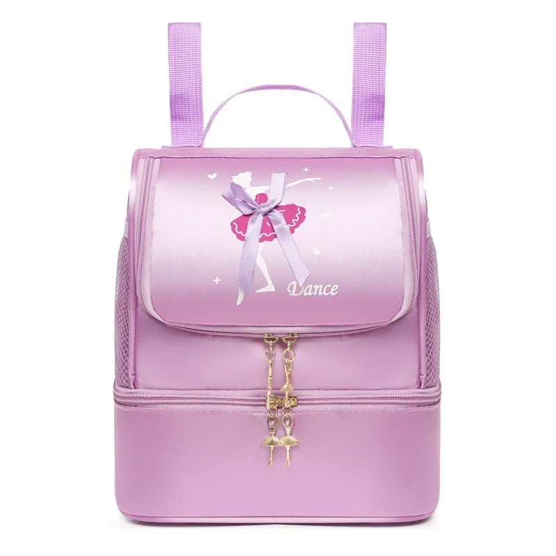 Girls Kids Sequins Ballet Dance Backpack Students Schoolbag Toe Shoes Embroidered Shoulder Bagpack Dancing Duffel Gym Daypack