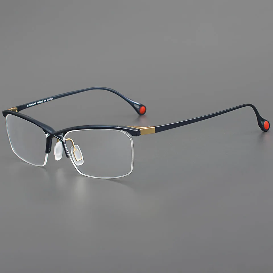 

Мужская полурамка из чистого титана, легкая, с большим лицом, с защитой от синего света, для чтения компьютера, женская оправа, модные деловые очки