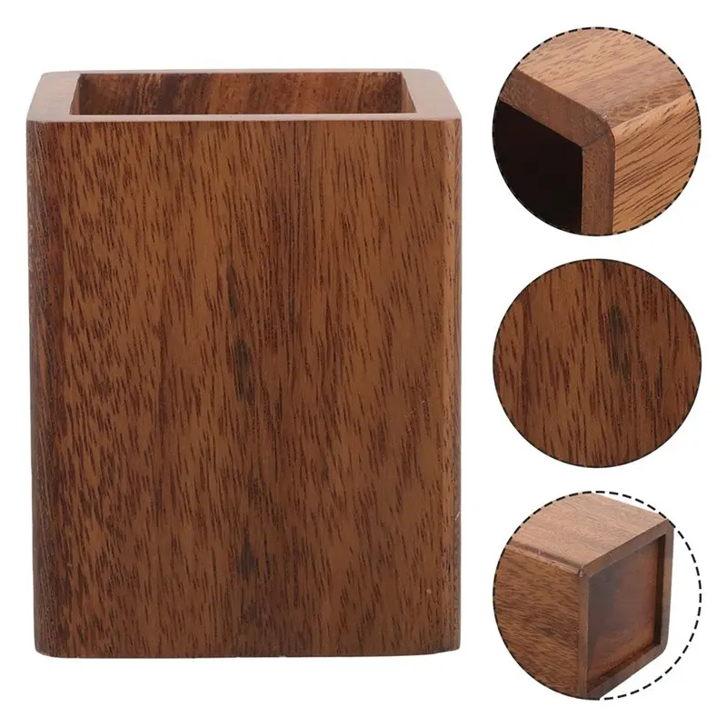 A29F-Pen Holder Large Capacity Solid Wood Office Desktop Pen Holder Storage Walnut Wooden Pen Holder Desktop Decoration