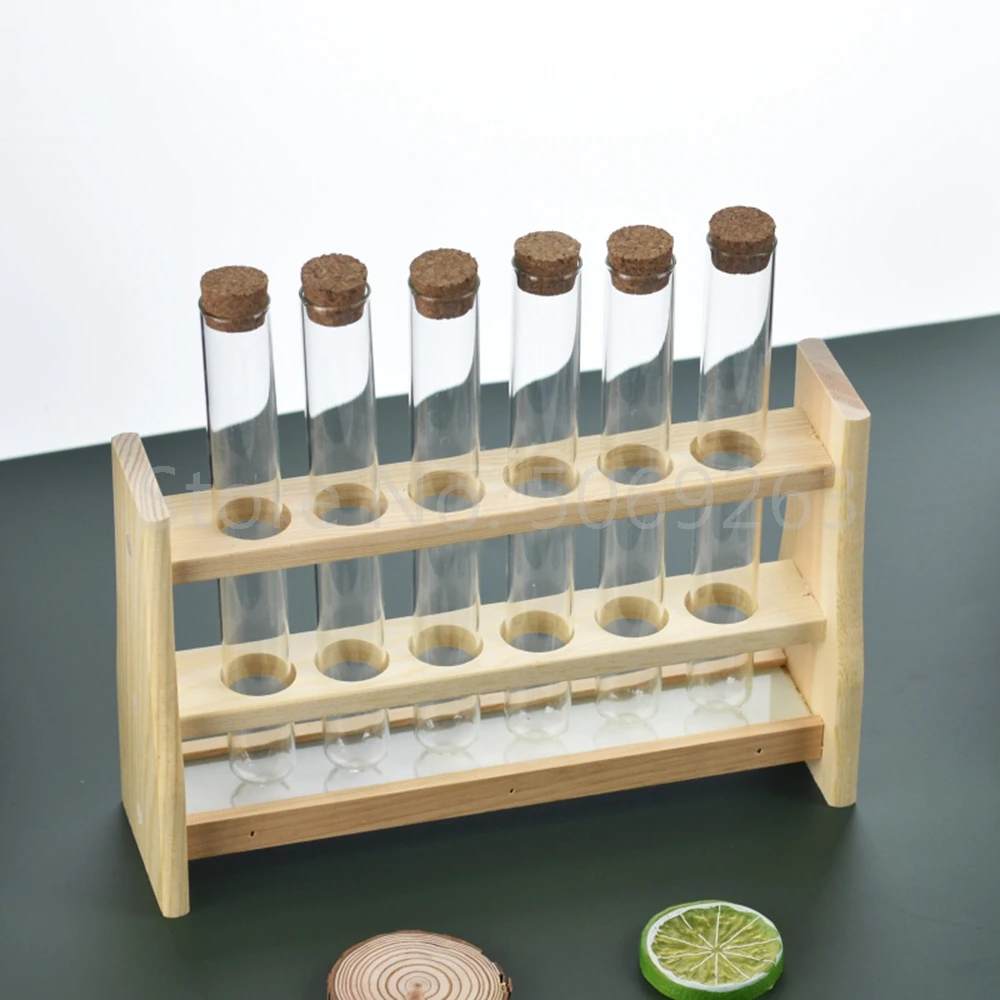 1pcs Lab Wooden test tube 10ml 25ml 50ml 100ml rack colorimetric tube rack with 6 and 12 holes