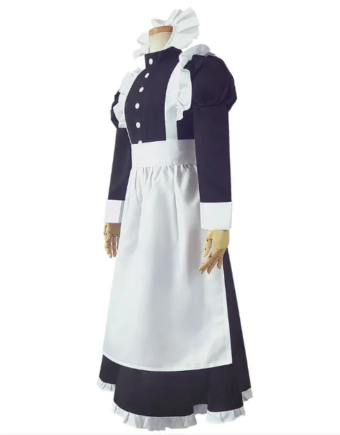 British style pearl line Dress Long coffee shop maid Dress wear British England cafe maid apron cosplay dress