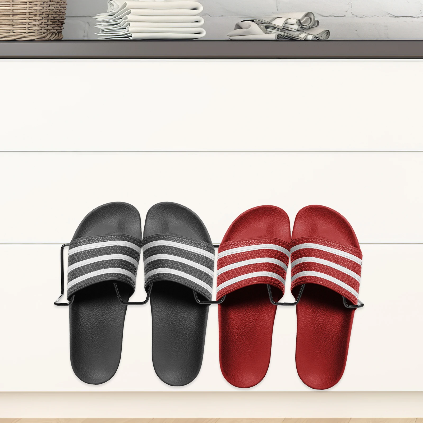

Wall Mounted Shoe Rack Bathroom Slippers Hanging Holders for Shelf Storage Wall-mounted