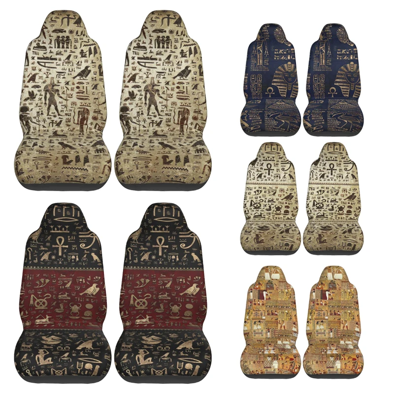 

Ancient Egyptian Gods And Hieroglyphs Car Seat Cover Custom Printing Universal Front Protector Accessories Cushion Set