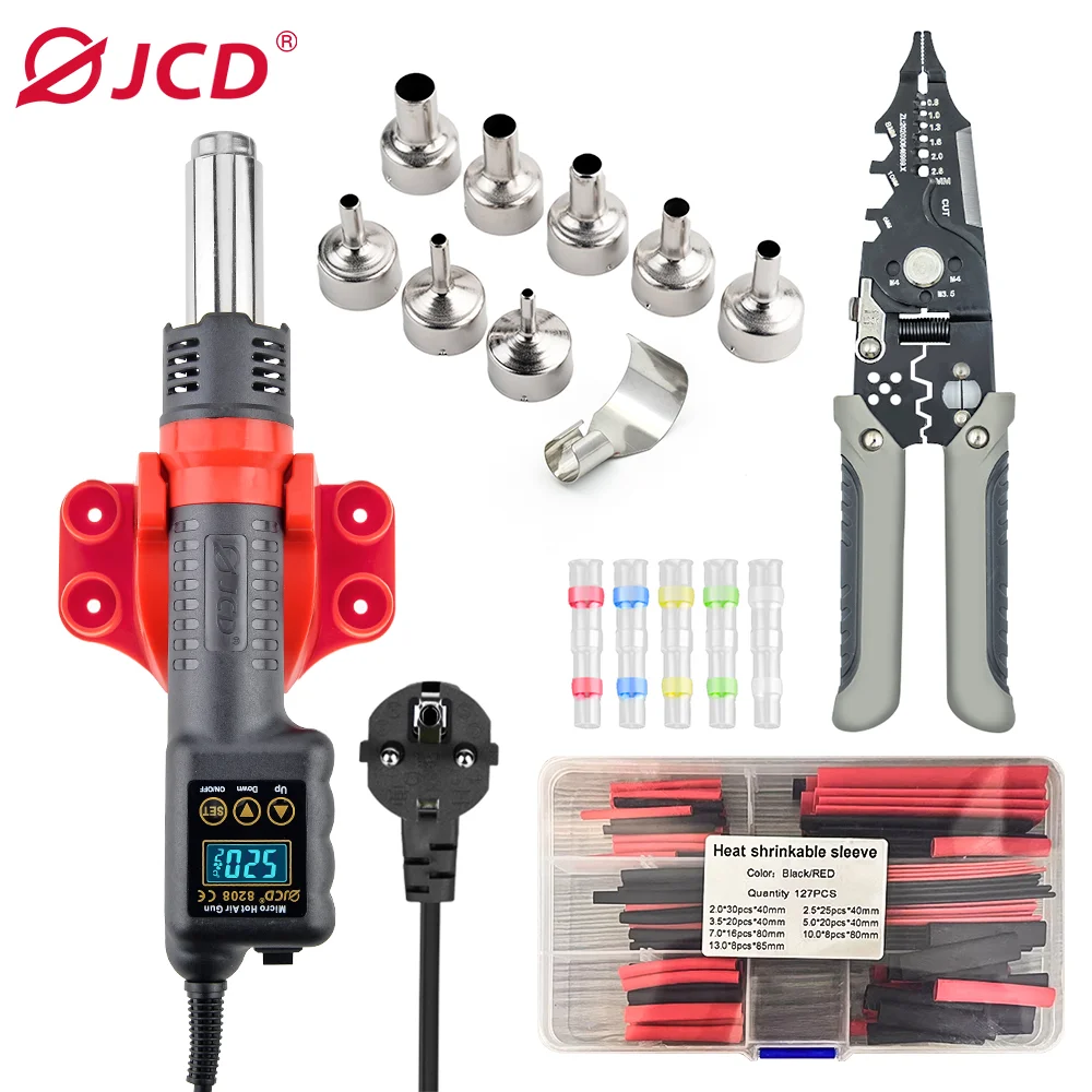 JCD 750W mikro gorący wiatrówka do lutowania 8208 stacja zgrzewania cyfrowy pistolet LCD BGA IC lutowanie narzędzia z rurka termokurczliwa — zdjęcie produktu 10