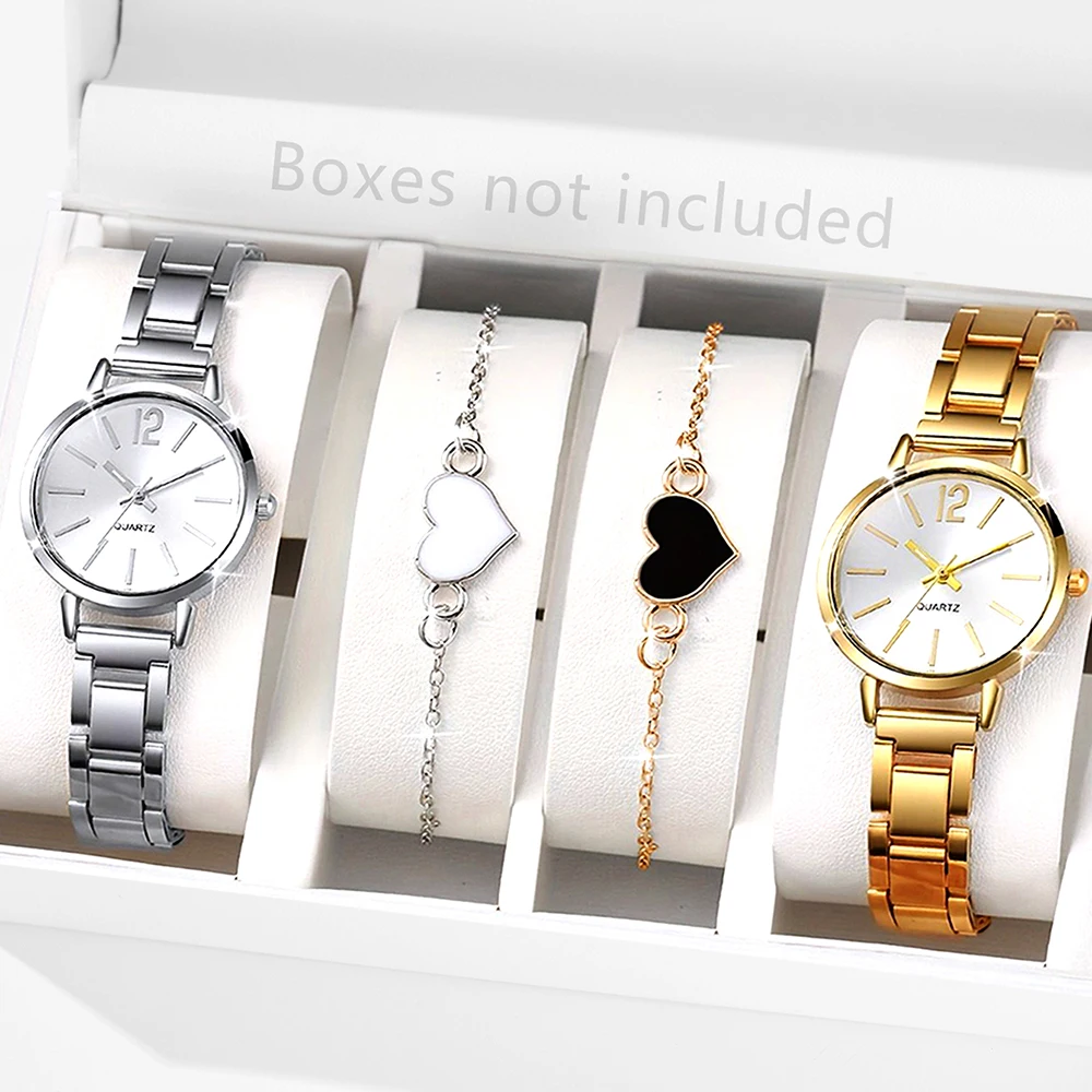 1PCS Simple Luxury Alloy Strap Watch Gold Casual Fashion Quartz Watch Is The Perfect Gift For Her (No Box)