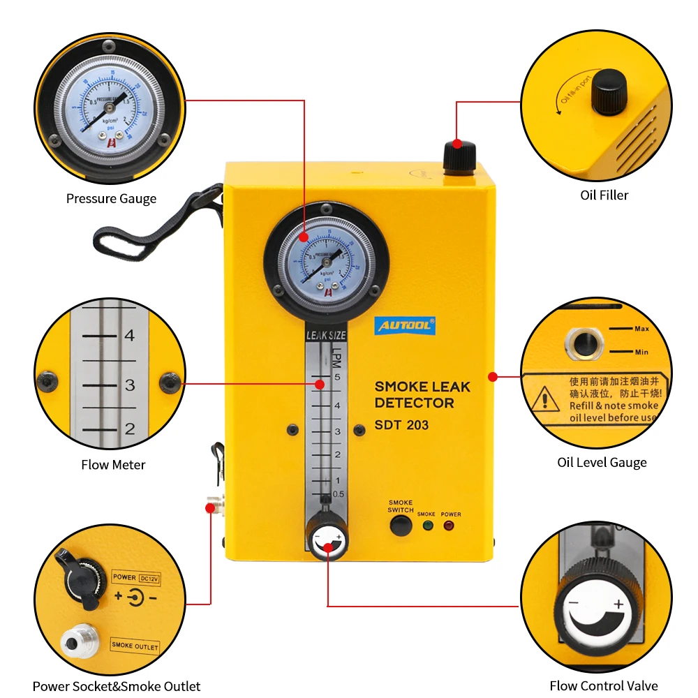 Detector de fugas de humo automotriz portátil TLF, detección EVAP para probador de humo de fugas de motor y tuberías con 3 años de garantía
