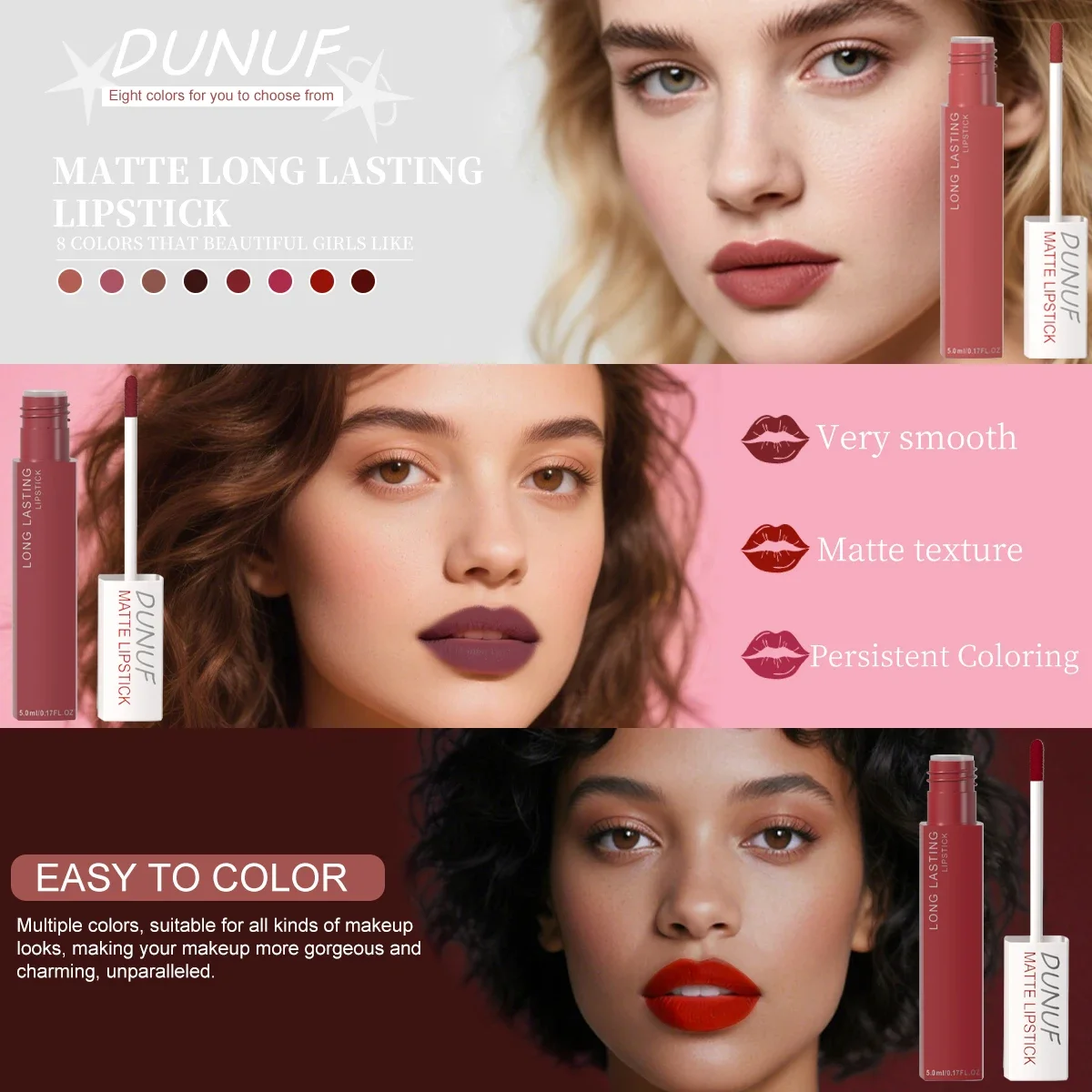 Fluwelen Matte Lipgloss 8 Kleuren Rijk Pigment Waterdichte Lippenstift Langdurige Hydraterende Non Stick Cup Vloeibare Lip Glazuur