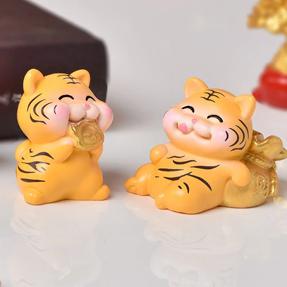 

6pcs Succulent Ornament Resin Mini Tiger Figurines Durable Garden Decorations Outdoor Indoor Micro Landscape Adorn for Home