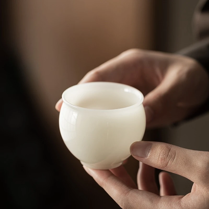 Reines Jade-Porzellan, Bambus-Gelenk-Teetasse, luxuriöse Teeschale, Wasserkrug, Teeverkostung, riechende Tasse, Chazhan Master Cups, Teeset-Ornamente