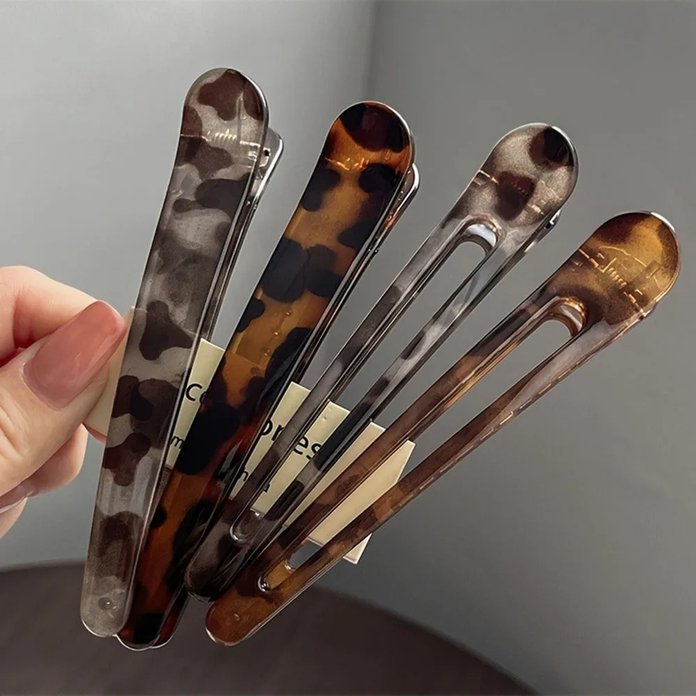 2/6 قطعة بسيطة ليوبارد طباعة السلحفاة نمط مشبك شعر بانج الجبين منقار البط كليب غسل الوجه ماكياج تصفيف الشعر Fside كليب #3