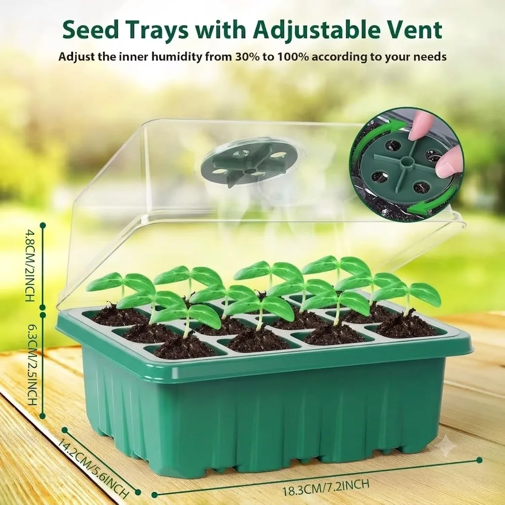 5 10 Pack Seeds Starter Tray Mini Greenhouse Plant Starter Kit With Ventilation Hole 12 Grids Growing Cultivation Planting Box
