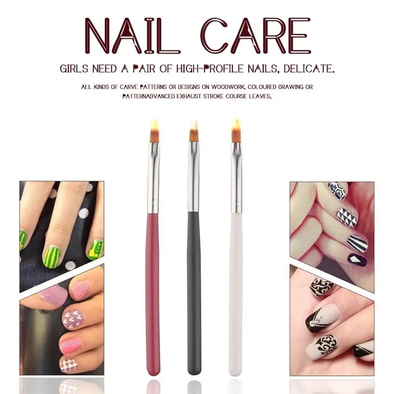1/3 PCS UV Gel Nail Art Brush Gradiente Desenho Polonês Pintura Manicure Ombre Nail Brush para Unhas