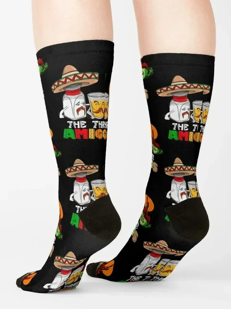 Coctails T-ShirtDe Drie Amigos Zout Tequila Limoen Drankjes Mexicaanse Sokken geschenken aangepaste sneeuw luxe Sokken Voor Meisjes mannen