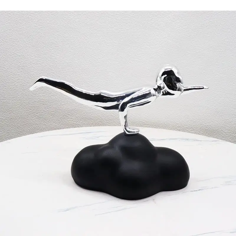 

Man In The Clouds Pilot Character Resin Sculpture Modern Home Decor Crafts Abstract Figure Statue Desk Decoration Ornaments