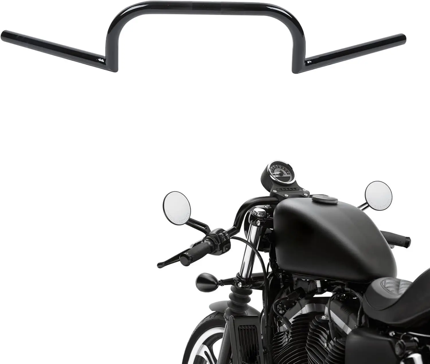 

7/8handlebar Fit For Honda Yamaha Suzuki Kawasaki Triumph Most Chopper Cruisers Bobber Bike Cafe Racer Black