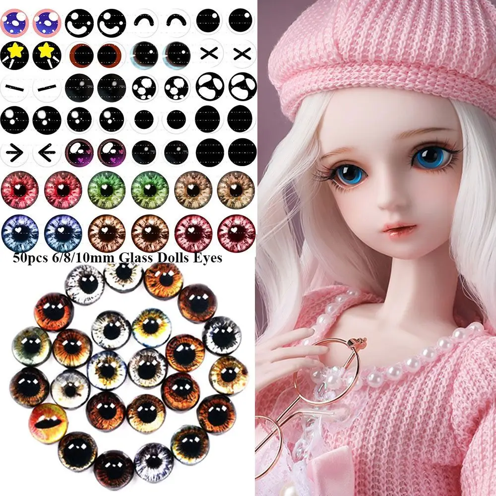 50pcs/25Pairs 6/8/10mm Accessories Toy Dinosaur Funny DIY Crafts Glass Dolls Eyes Doll Eyeballs Animal Eyes