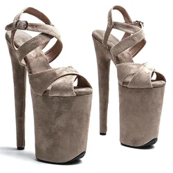 Leecabe 23cm Wildleder Obermaterial Open Toe Mode Plattform High Heels Sandalen Pole Dance Schuhe