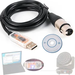USB-DMX uDMX Cable for Dimmer LED DJ Stage Moving Head Lights Landscape Lamp FreeStyler Q-light DMX512 DMX-IN to PC Cable