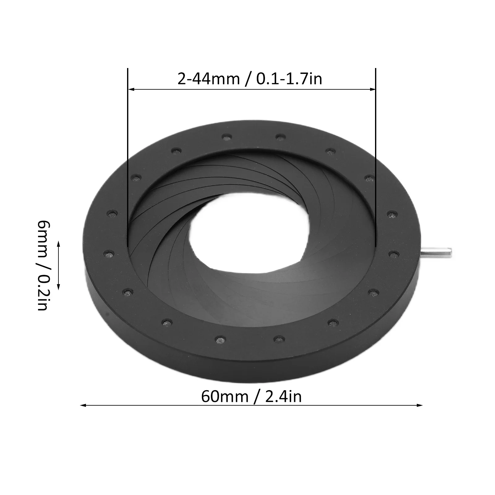 Accessoires optiques à diaphragme SK44, Module optique robuste à diaphragme de 2 à 44mm, diaphragme à ouverture industrielle manuelle Variable