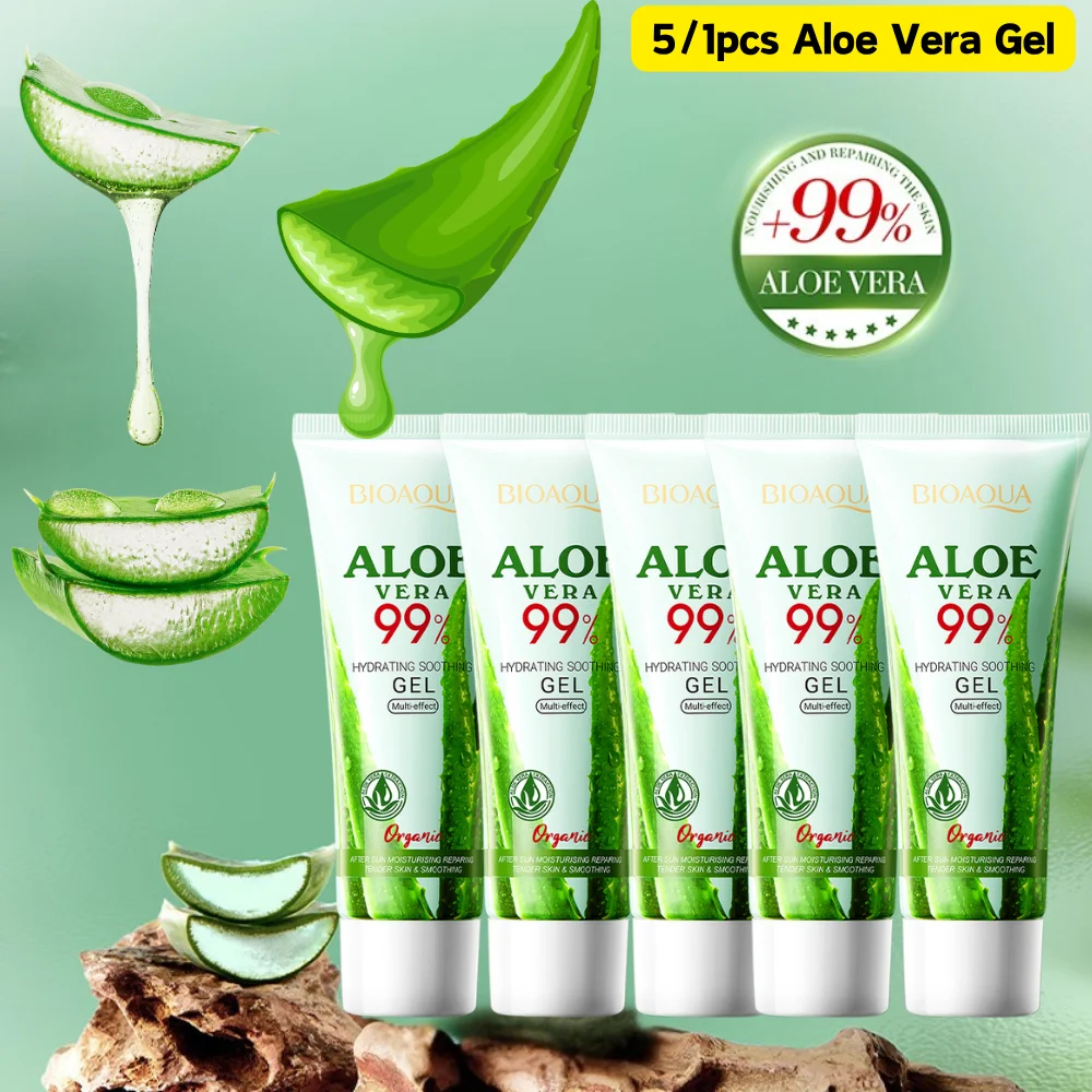 BIOAOUA Feuchtigkeitsspendendes, beruhigendes, natürliches Aloe Vera-Gel, reparierendes Sonnenbrand, feuchtigkeitsspendende, reparierende Hautpflege, Gesichtspflege