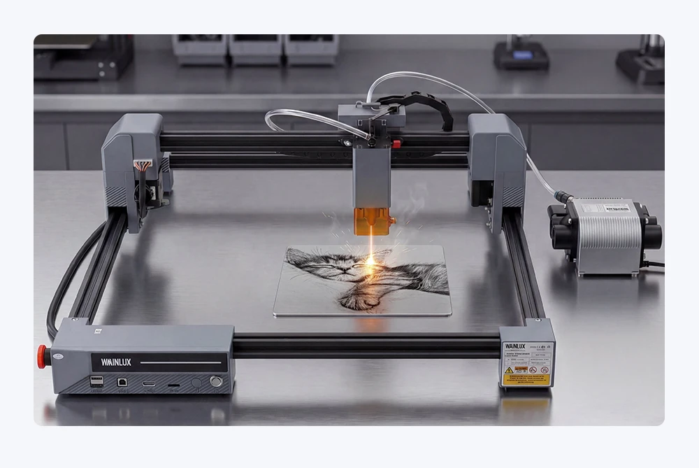 16W & 48W Luftunterstützungs-Kompressor Elektromagnetische Luftpumpe mit geringerem Geräuschpegel für Laser-Gravier- und Markiermaschinen mit einstellbarem Luftstrom – Detail 10