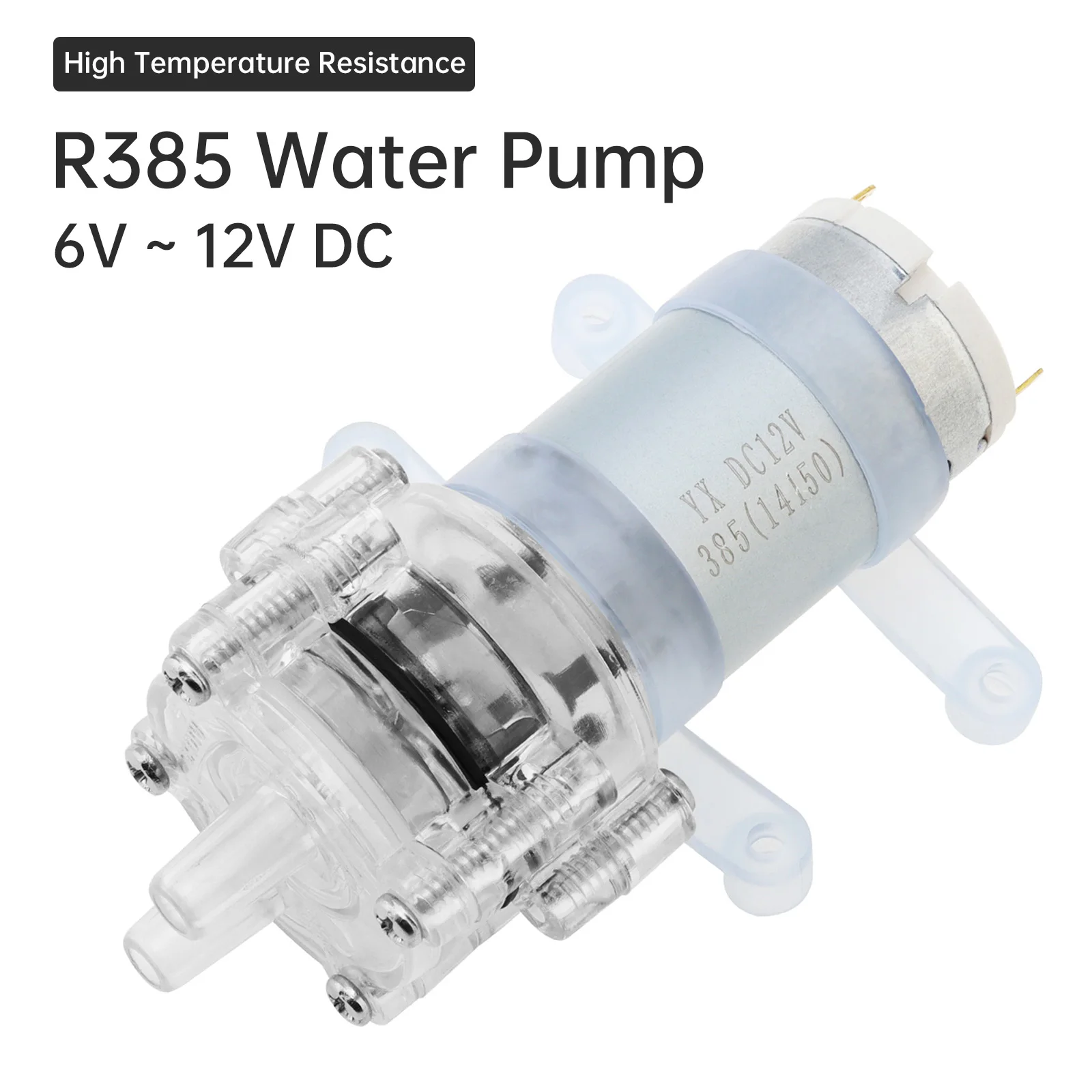 R385 Mini Water Pump Motor 6-12V High Temperature Resistance 100 Degrees Celsius Diaphragm Self Priming Pump for Tea Machine