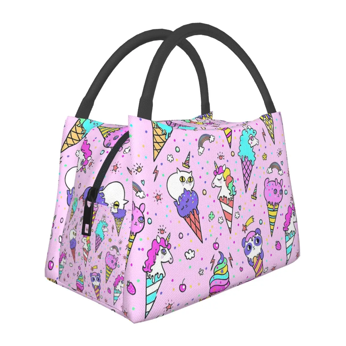 Ice Cream Unicorn Lunch Bags Insulated Bento Box Resuable Lunch Tote Picnic Bags Cooler Thermal Bag for Woman Kids Travel