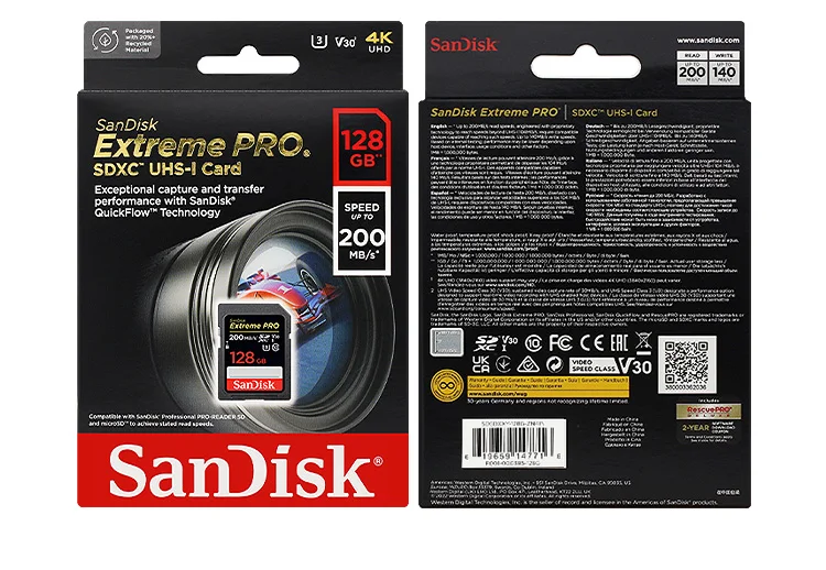 100 % Original Sandisk SD-Karte Extreme Pro Speicherkarte 32 GB 64 GB 128 GB 256 GB V30 High Speed Class 10 U3 SD-Karte für Kamera – Detail 15