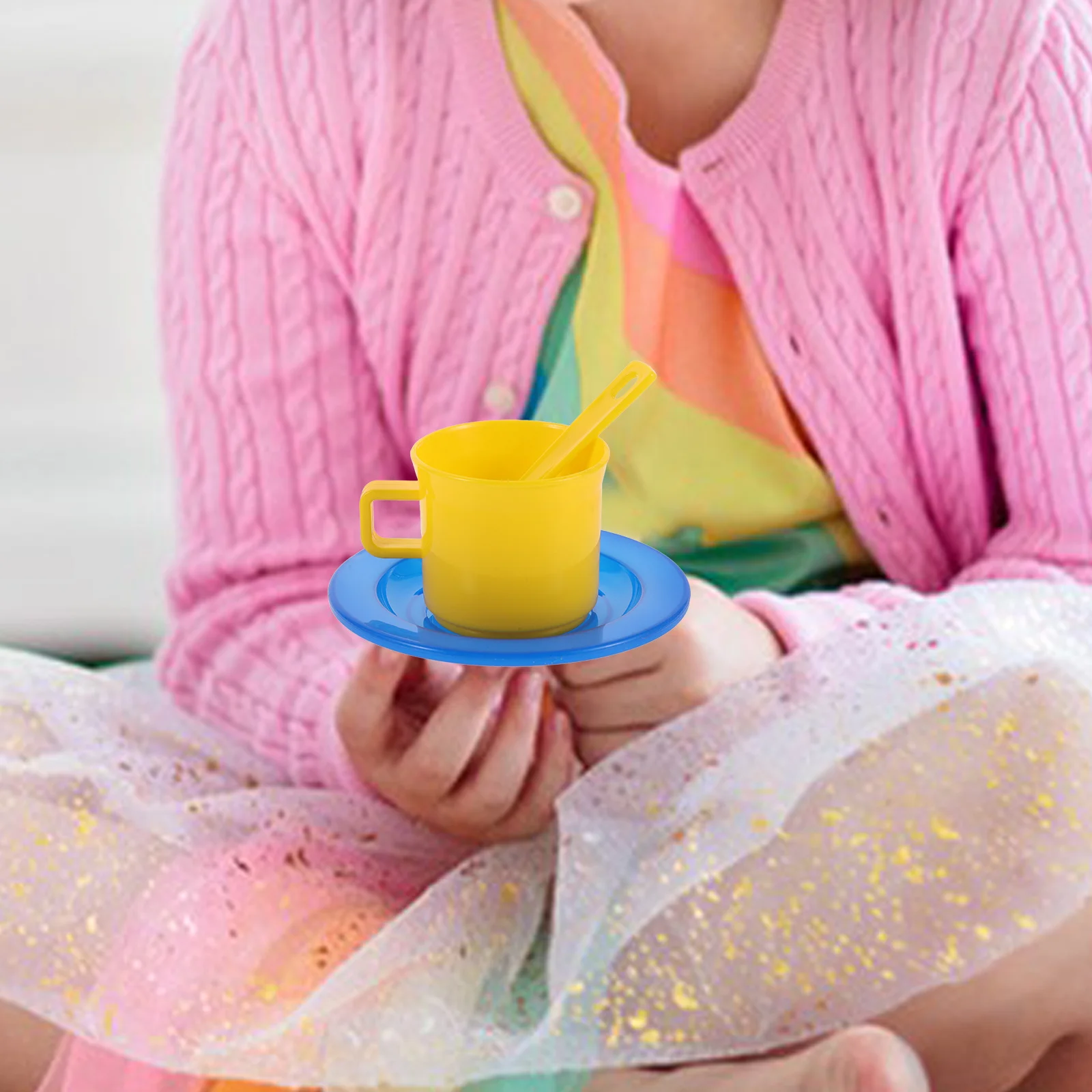 

Children Simulated Tea Set Plastic Teaware Toddler Toys Realistic Kids Play Miniature House Decor Kitchen Bar Utensils
