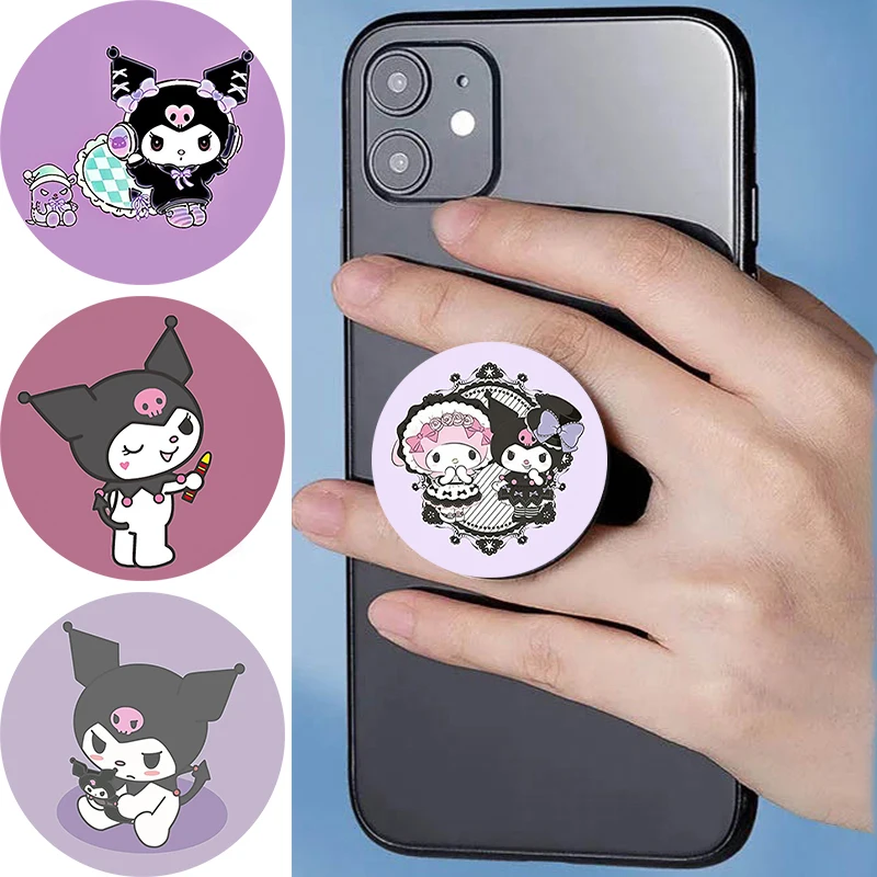 Soporte para teléfono móvil Popping KUROMI soporte circular anticaída usado para Iphone 15 16 Pro Max HUAWEI Mate 70 Pro soporte plegable