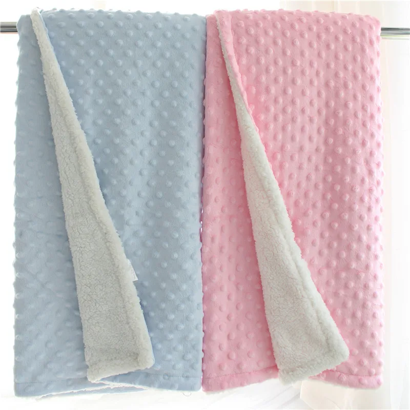 Batch sale 3d minky dot kids blanket super soft sherpa fluffy toddler baby blanket quilt swaddle office seat blanket