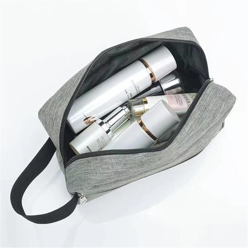 Mens Travel Cosmetic Bag Zipper Makeup Bag Large Capacity Travel Toiletries Organizer for Male Beauty Bathing Wash Pouch Handbag