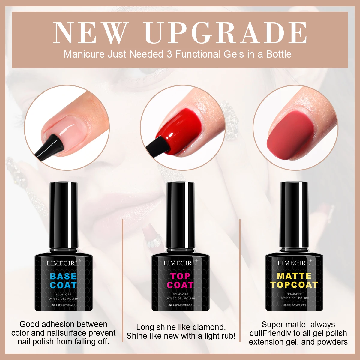 Gel Nagellak Set 6 STKS 8 ML Glitter Art Gel Vernis met Basislaag Toplaag en Sneldrogende UV Lamp voor Manicure Salon Gereedschap