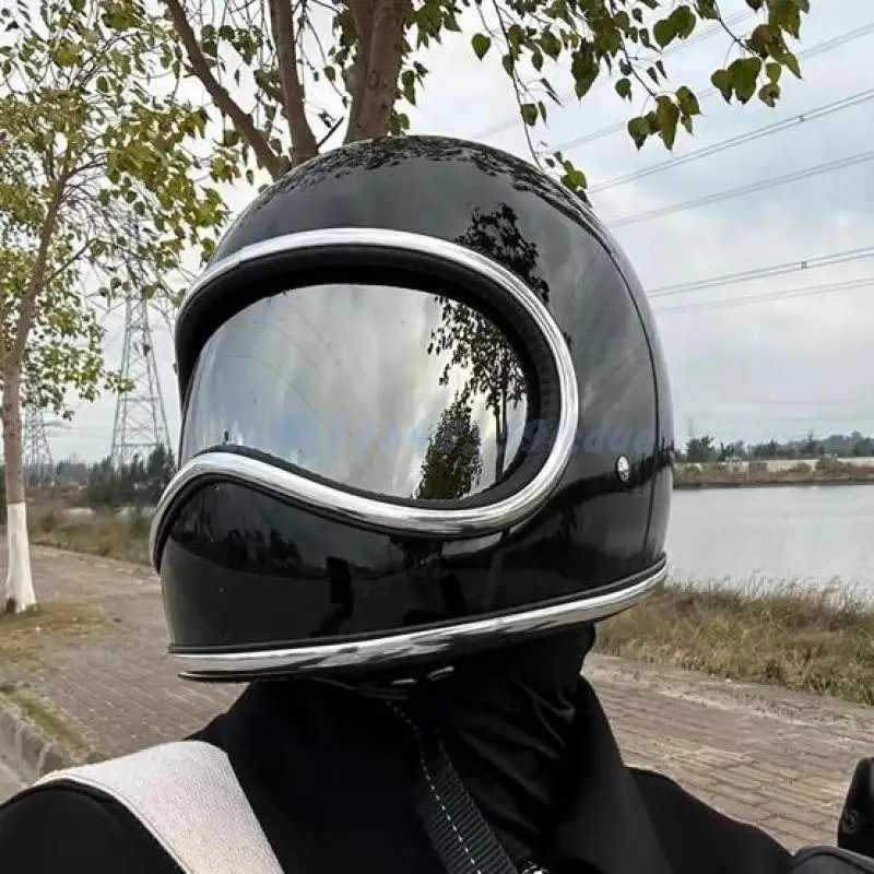 High quality fiberglass Japanese classic retro space helmet with built-in lenses, for Harley and cruise motorcycle helmet