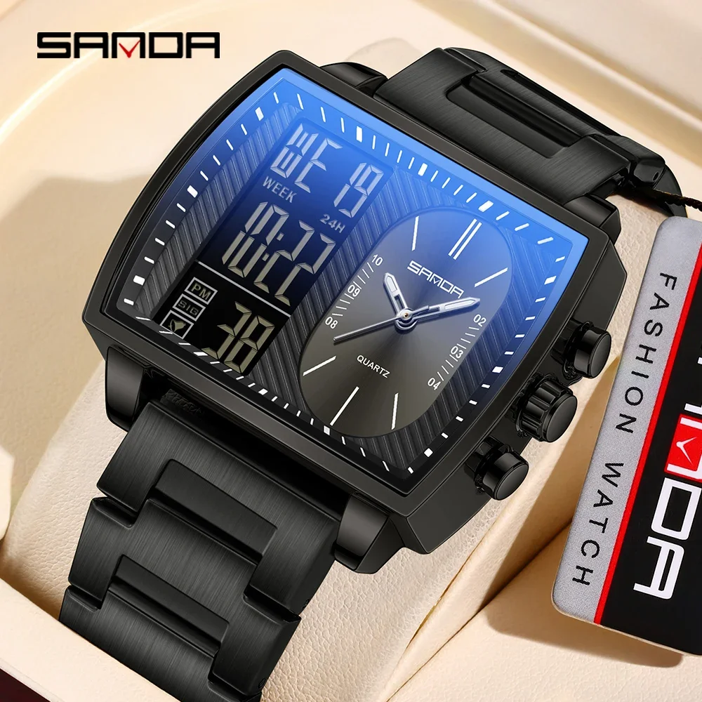 SANDA 6238 Fashion Men's Electronic Watch with Multi functional Waterproof Shockproof Night Light LED Luxury Electronic Watch