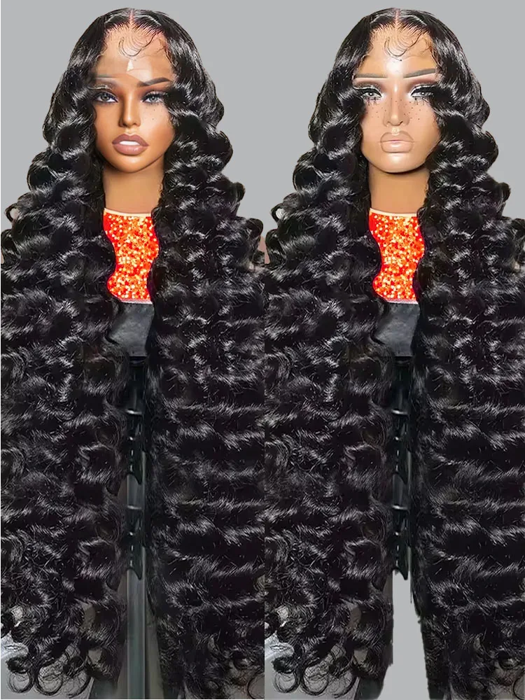 

High 300 Density Loose Deep Wave 13x6 Lace Front Human Hair Wigs 40 Inch Nature Water Wave HD 13x4 Lace Frontal Wig For Women