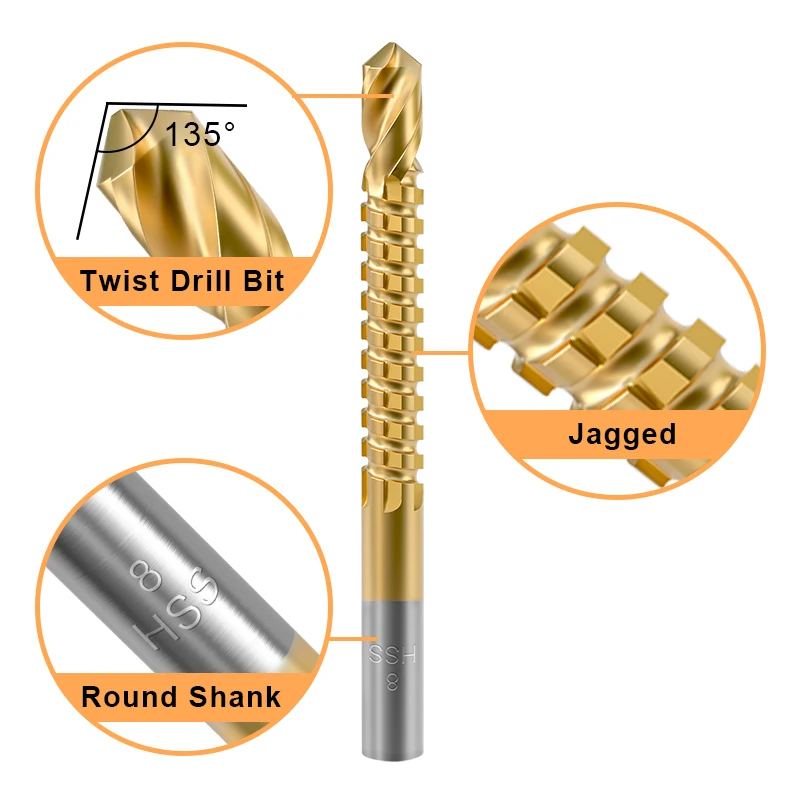 HSS Titanium Serrated Drill Bit Set 3/4/5/6/6.5/8mm Grooving Cutting Hole Saw Twist Drill Bits Round/Hex Shank Wood Metal Tools view 4