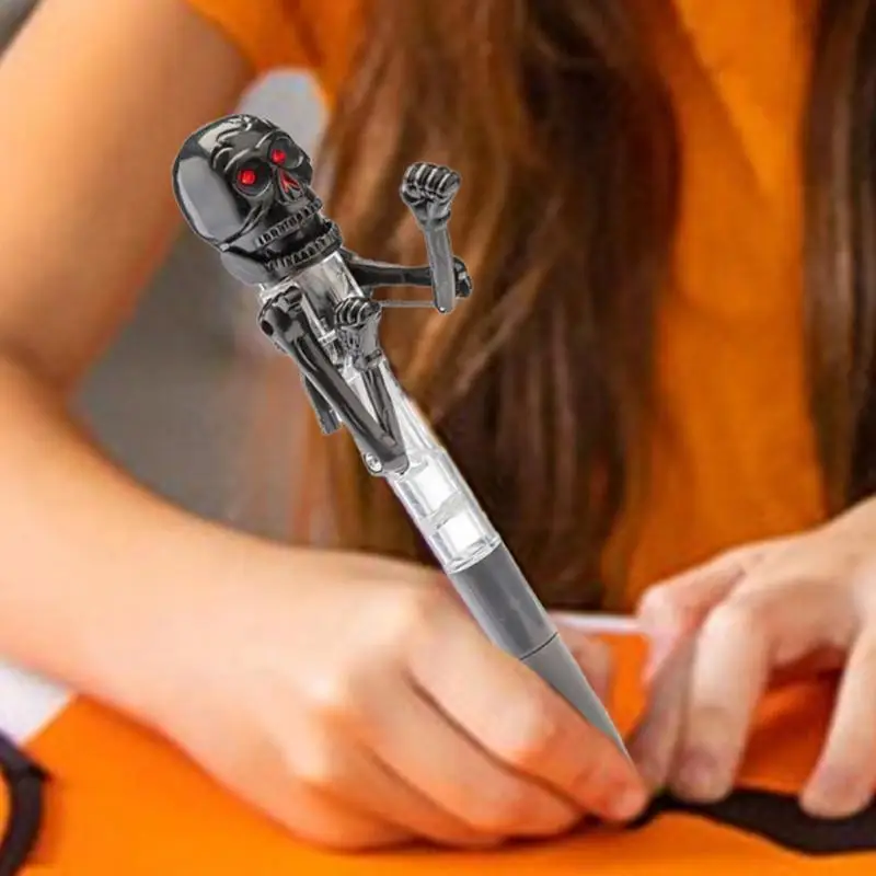 Halloweenowy szkieletowy długopis Zabawny Halloweenowy długopis bokserski Zabawka ze światłem LED Długopisy dla dorosłych i dzieci Ergonomiczny uchwyt do