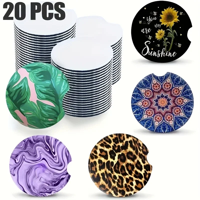 20 stücke sublimierte leere Untersetzer, 7cm (2,75 Zoll) kreisförmige Öffnung leere sublimierte Untersetzer für thermische Sublimation DIY Handwerk