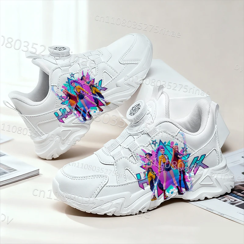 

New KPop Demon Hunters Hot Selling Children Shoes Boys Girls Arch Support Breathable Simple White Sneakers Kids Gift Size 28-39