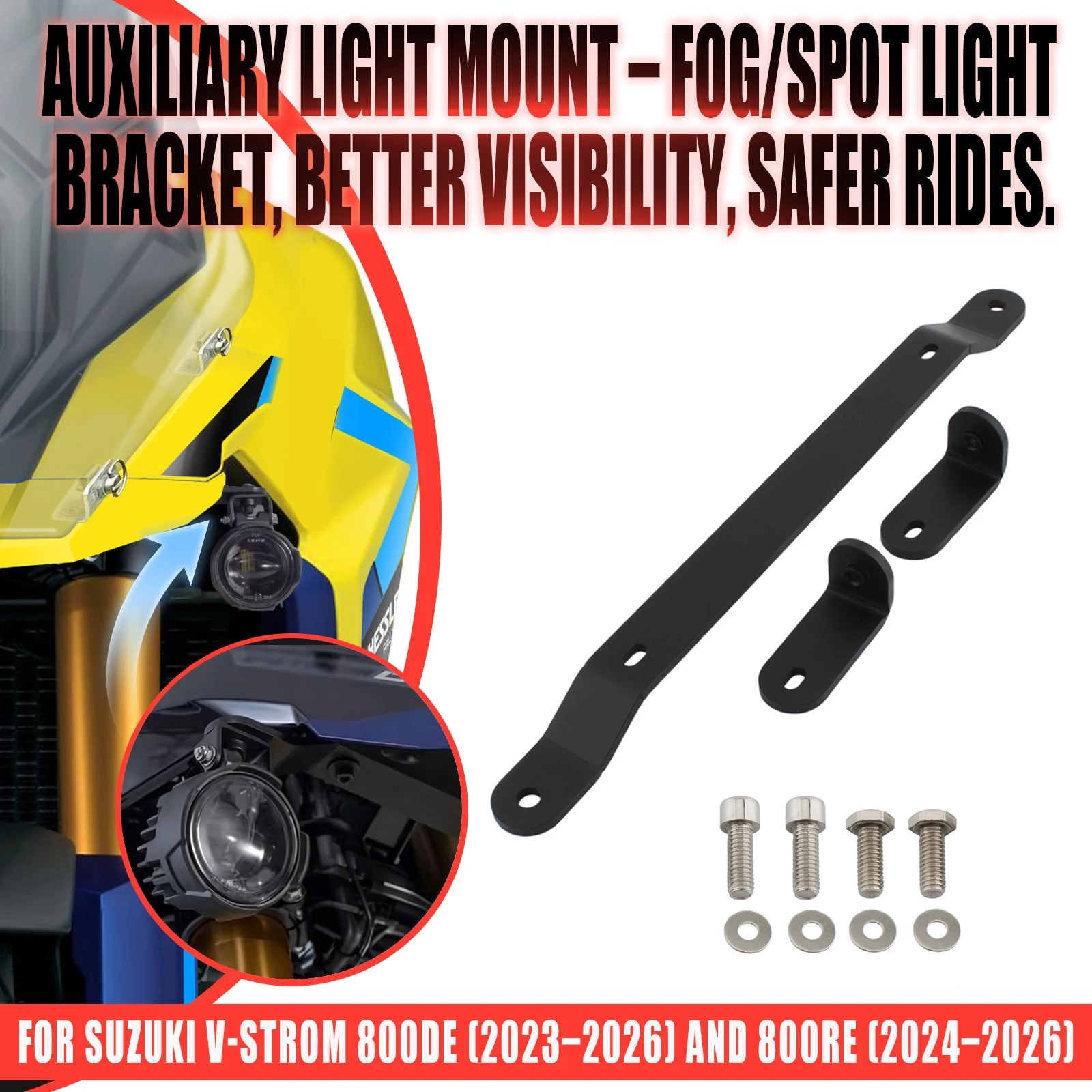 Motorcycle LED Driving Lights Auxiliary Spot Light Bracket Fog Lamp Spotlight Supports For Suzuki V-Strom 800DE 800RE 2024-2026
