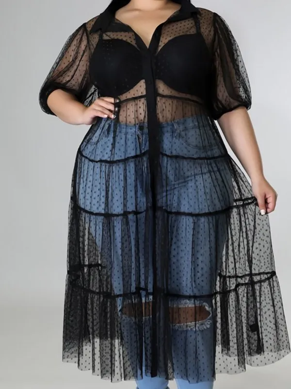 

plus Size Long Top Blouse for plus Size Women Sexy Ladies Shirt A-Line Long Skirt High Waist Zipper Side Opening V-Neck Long ...