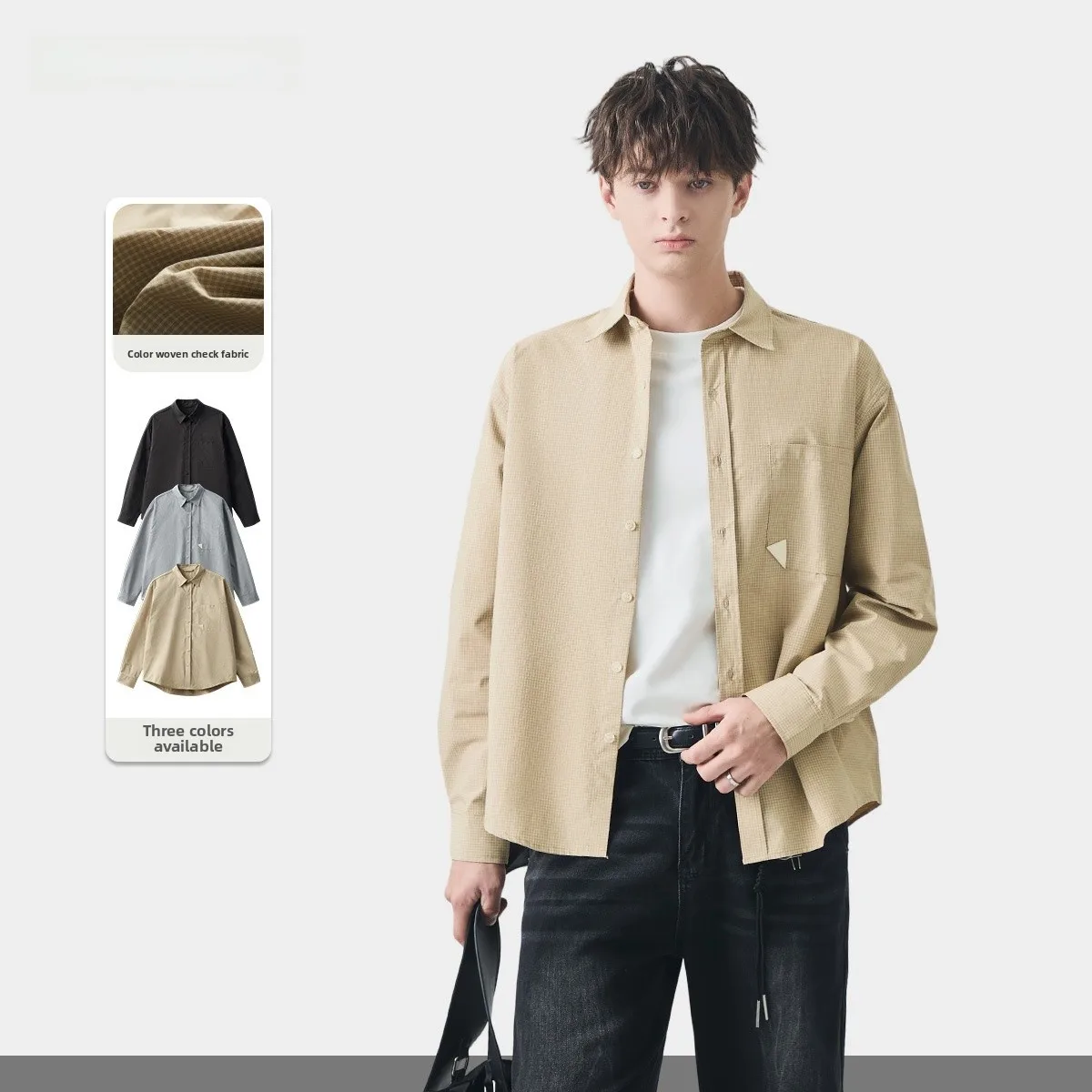 

Men's Loose Fit Long Sve irt Texture Plaid Design Casual Wear Spring Season Faionable Casual Layering irt