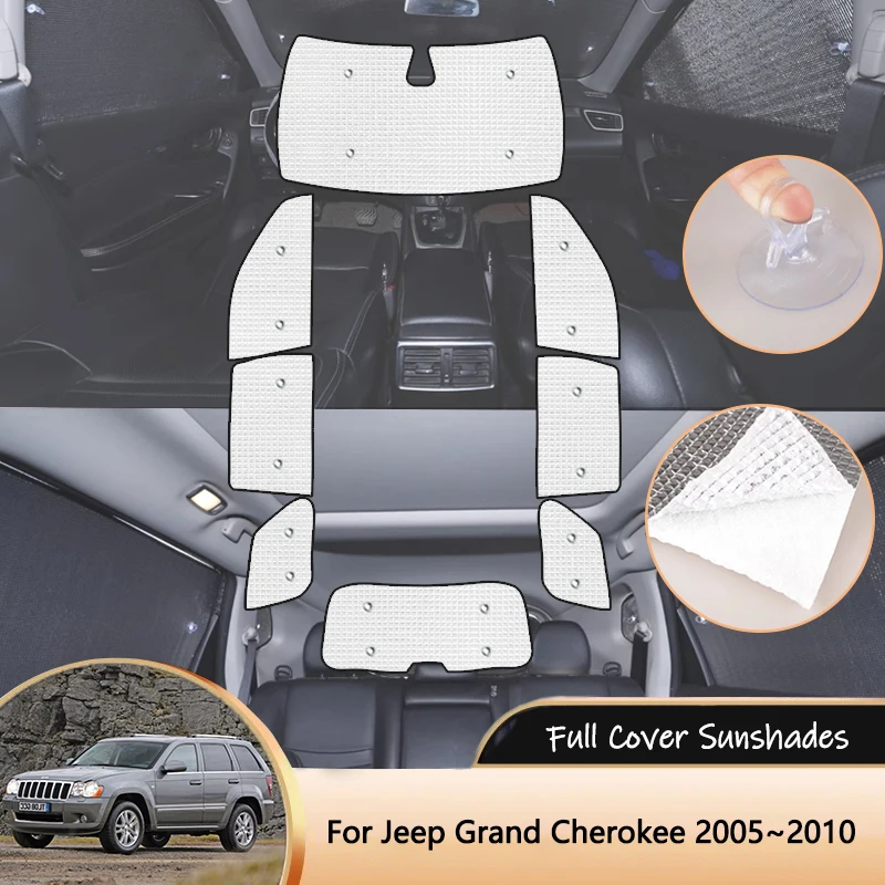 For Jeep Grand Cherokee WK MK3 2005~2010 2006 2007 2008 2009 Full Cover Sunshades Sun Protection Windshields Side Window Visor