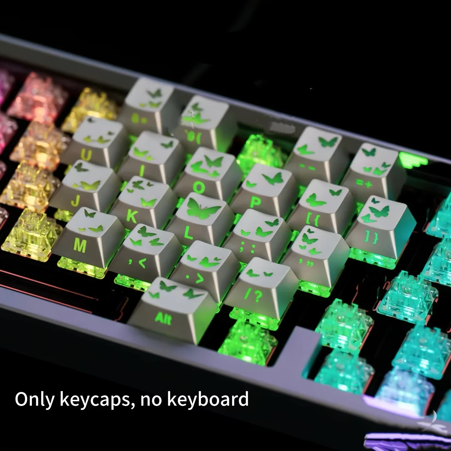 21-Key Heart-Shaped butterfly Keycaps, Transparent Backlit Original Factory Side-Printed Keycaps, Compatible with Cross-Shaped Mechanical Keyboards.