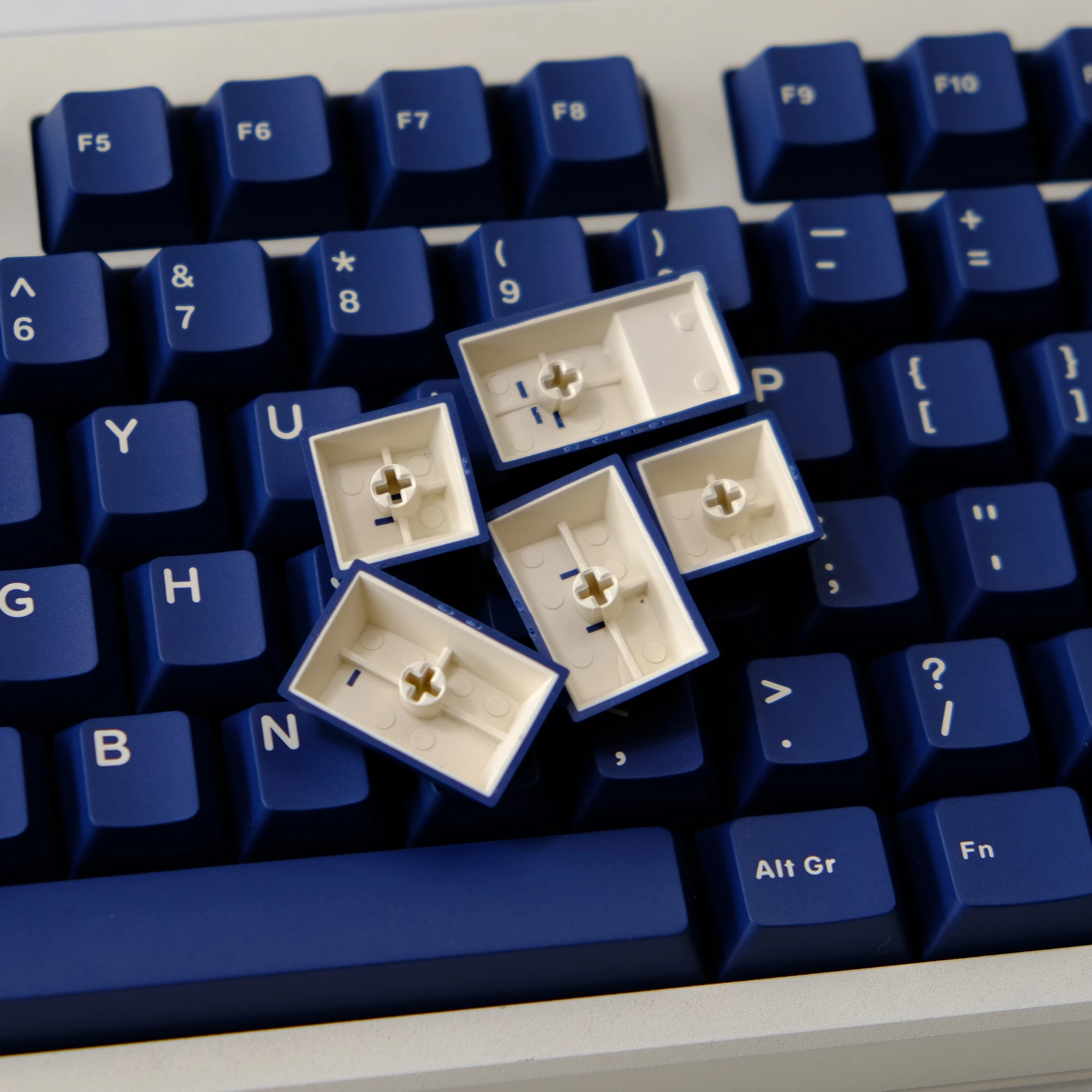 114-klawiszowe ciemnoniebieskie podwójne nasadki na klawisze z PBT Niestandardowe nasadki na klawisze z profilem wiśniowym do przełączników Cherry MX Klawiatura mechaniczna — zdjęcie produktu 5