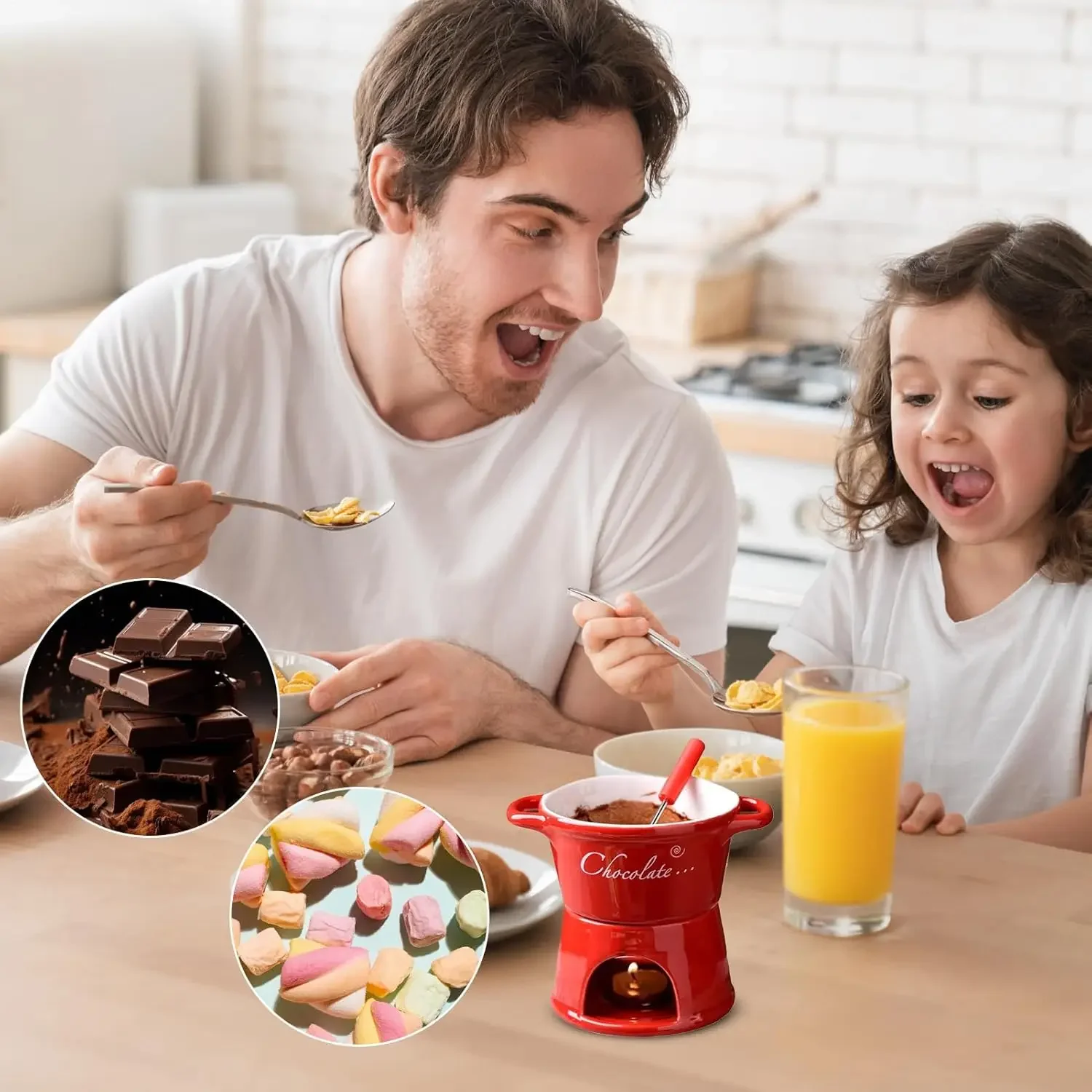 300 مللي كوب مع الشوكولاته MeltingButter للحلوى الأسرة عيد الميلاد جمعات هدية الجبن فوندو شوكة شمعة كوب سيراميك