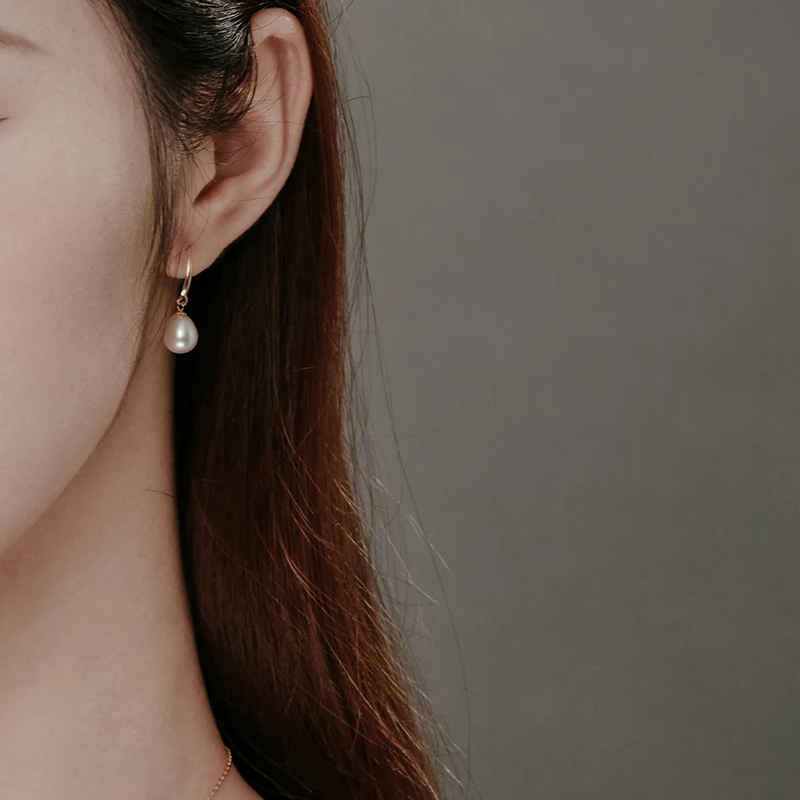 

NYMPH Real 18K Gold Stud Earrings Natural freshwater Pearl AU750 Fine Jewelry Anniversary Gift For Women E235-1