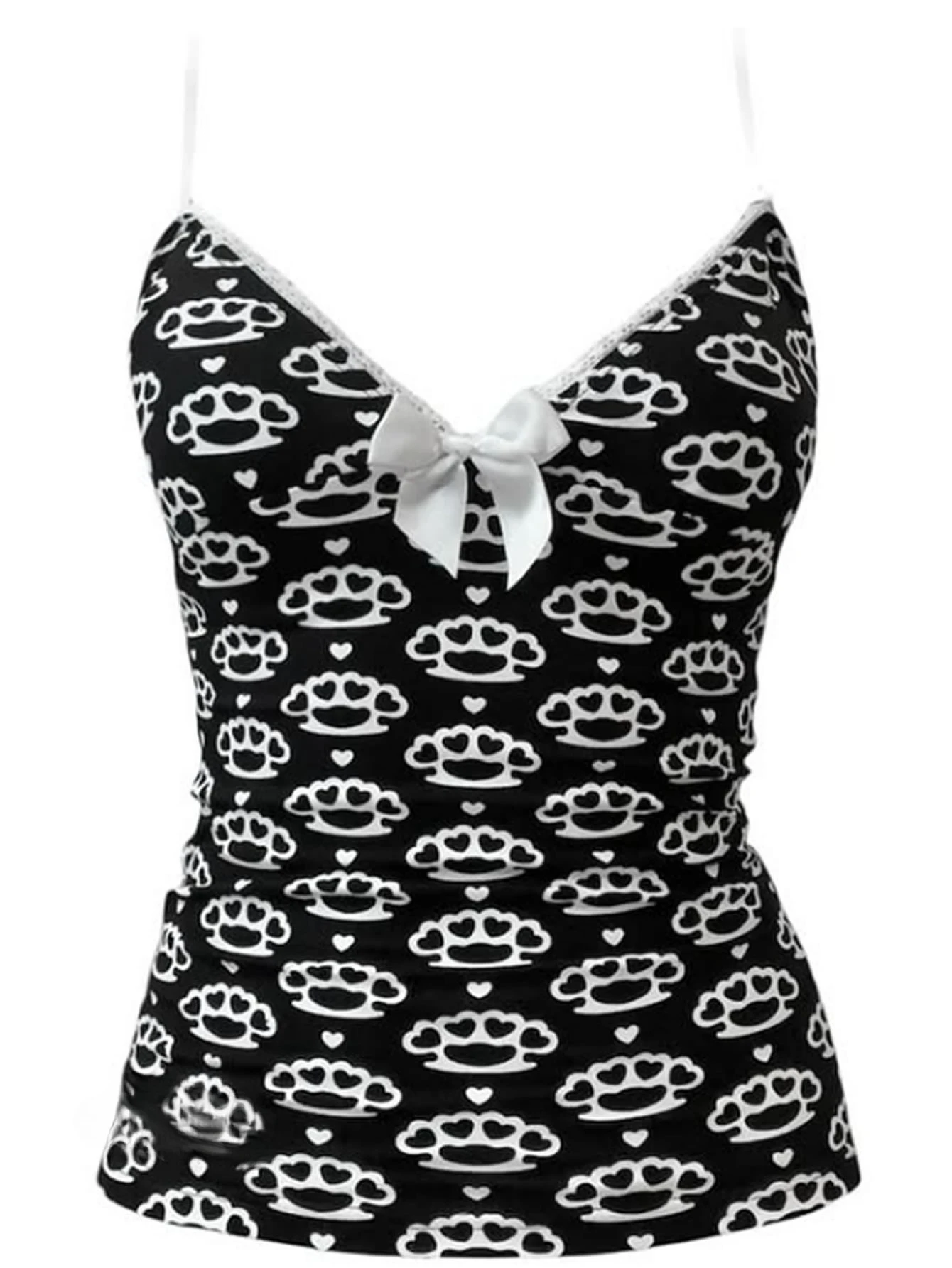 Y2k Women Summer Goth Print Sweet Tank Top Harajuku Sleeveless Crop Off Shoulder Strap Camisole Baby Tees Vest 2000s Clothes