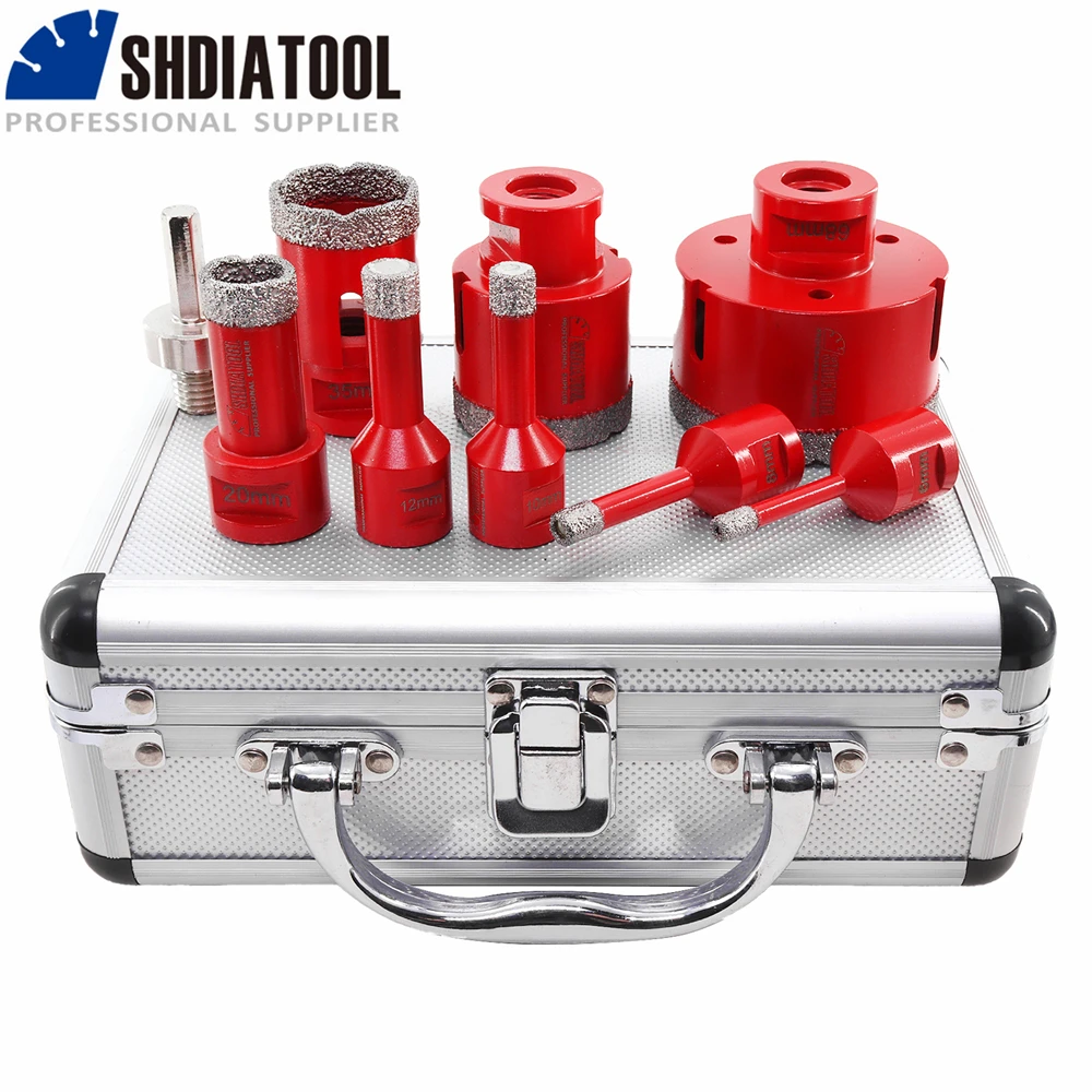 SHDIATOOL 9pcs/set Diamond Drill Bits M14 Drilling Crown Cutter Core Bits Marble Ceramic Hole Saw Dia 6/8/10/12/20/35/45/68mm